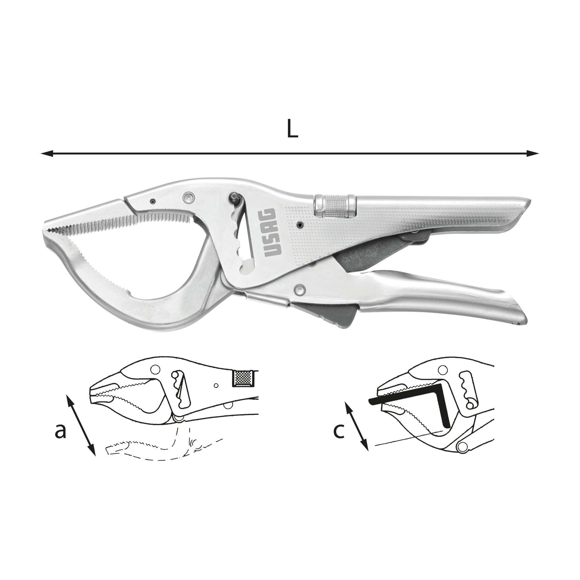 135 C - Large capacity self-locking adjustable rack and pinion pliers - Usag - U01350530 135 C - Large capacity self-locking adjustable rack and pinion pliers - Usag - U01350530